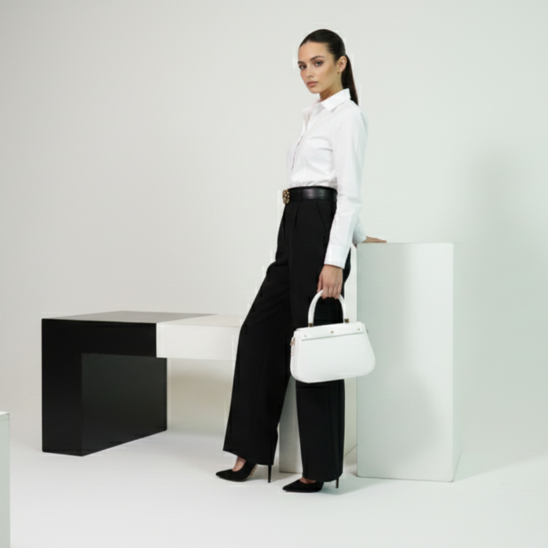 White Elegance Top-Handle Bag