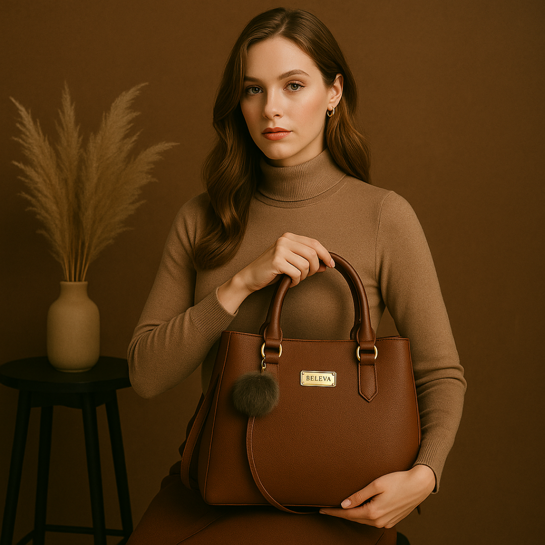 Mocha Charm Structured Tote handbag For Women