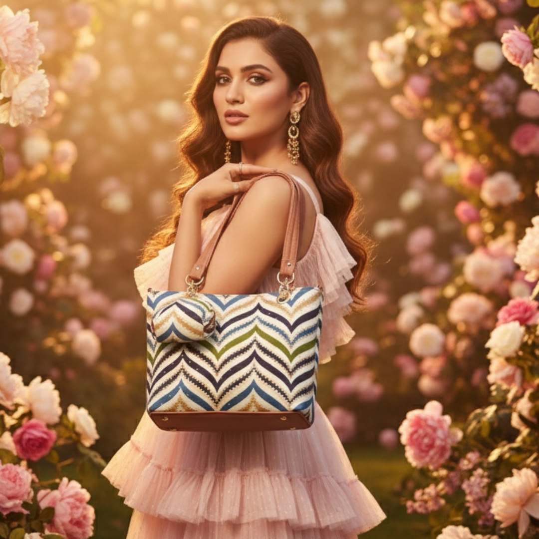 Multicolor Printed Ladies Handbag