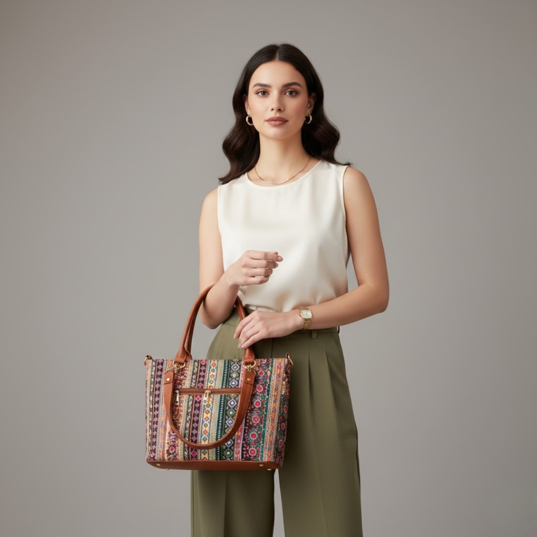 Colorful Ethnic Print Ladies Handbag