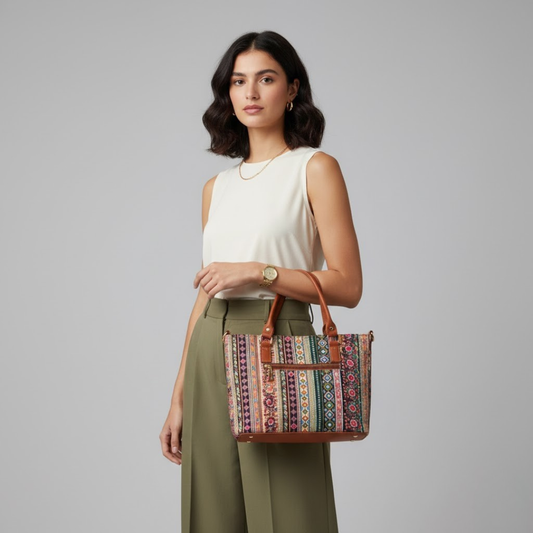 Colorful Ethnic Print Ladies Handbag