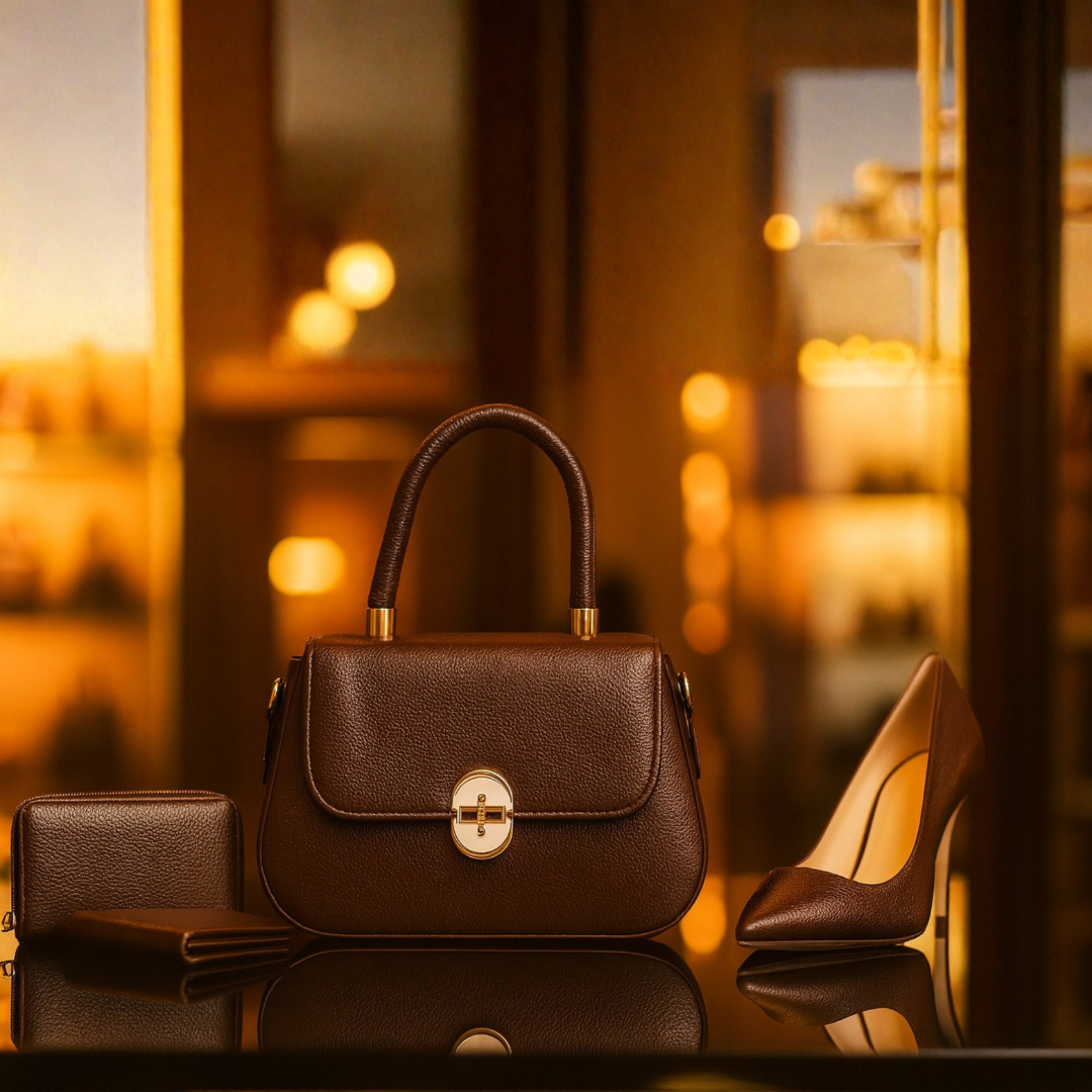 Elegant Brown Textured PU Leather Mini Shoulder & Sling Bag for Women