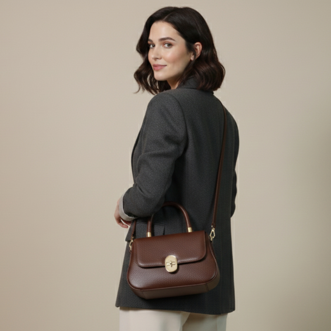 Elegant Brown Textured PU Leather Mini Shoulder & Sling Bag for Women